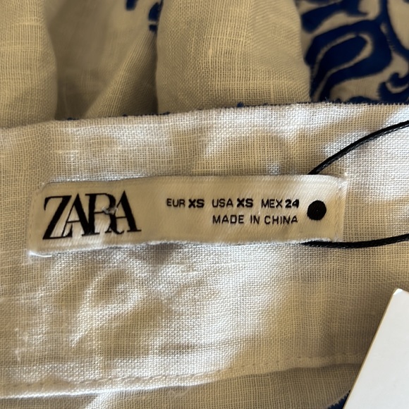 NWT Zara High Rise Embroidered Linen Midi Skirt Size XS - Picture 6 of 7